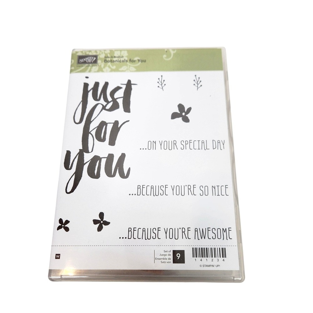 STAMPIN' UP! Botanicals For You Wood Rubber Stamp Set 9pc Words Phrases Cards